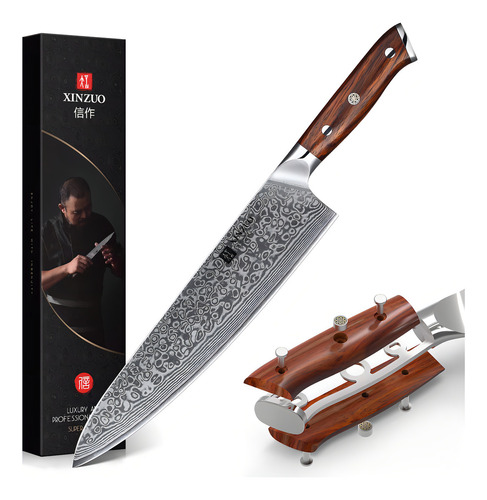 Xinzuo Cuchillo De Chef De Damasco De 10 Pulgadas, Cuchillo