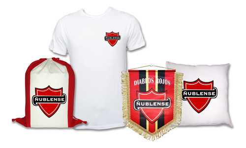 Pack Polera De Ñublense + Cojín, Morral Y Banderín