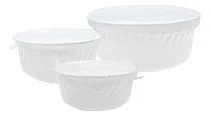 Comprar De 3 Refractarios Con Tapas De Silicon Color Blanco
