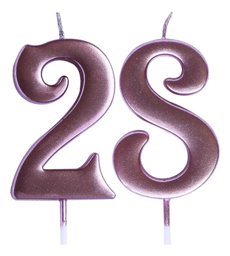 Vela De Cumpleaños 28 De Rosa, Número De Velas De 28 Años, O