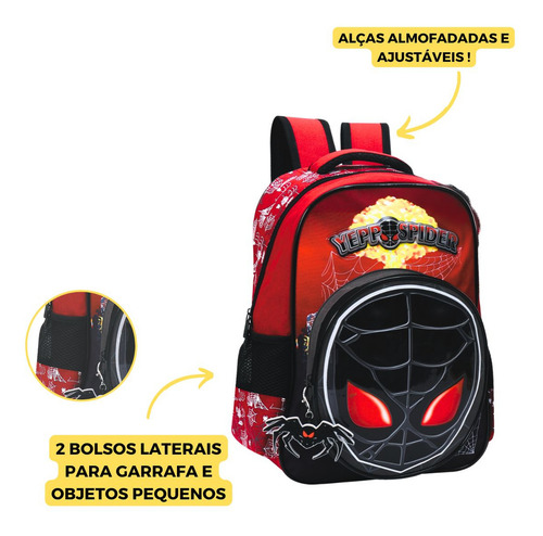 Mochila Costas Super Spider Escolar Aranha Cor Vermelho