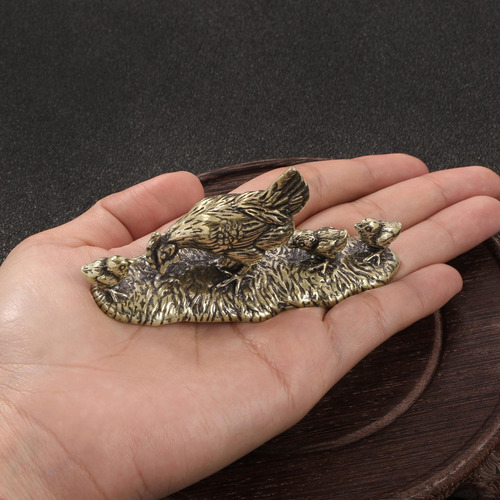 Mini Escultura En Miniatura De Latón Para Madre, Pollo Y