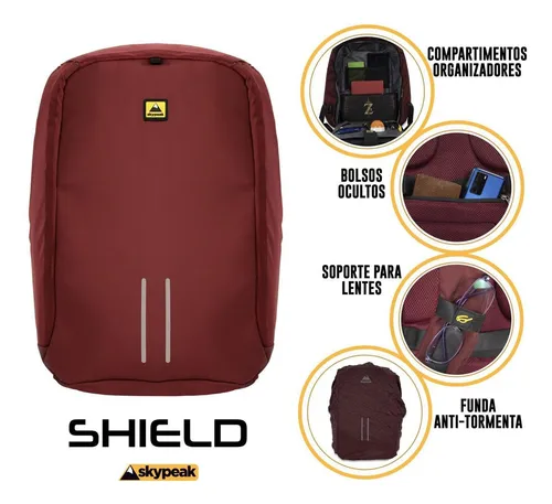 Mochila Antirrobo Skypeak Roja 15.6 Pulgadas Shield 115po Color Rojo