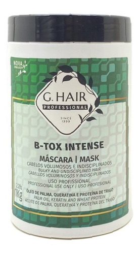 Máscara Botox Intense G. Hair Antifrizz + Óleo De Palma 1kg