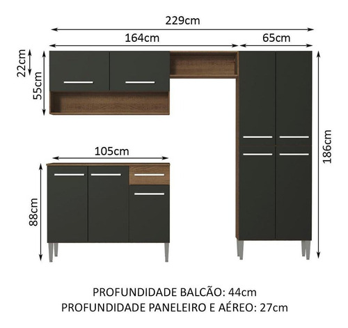 Imagem 3 de 10 de Cozinha Compacta Madesa Emilly Pop Com Armário E Balcão