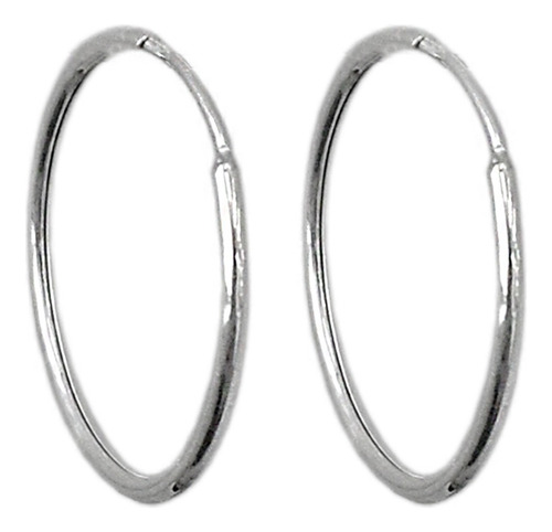 Argollitas N2 Plata 925 Cubanitas 15mm Lisas Aros Mujer Nena