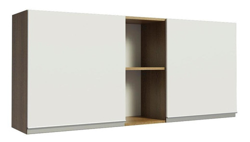 Armário Aéreo Madesa Glamy 150 Cm 2 Portas E 2 Nichos Rb Cor Rustic/Branco