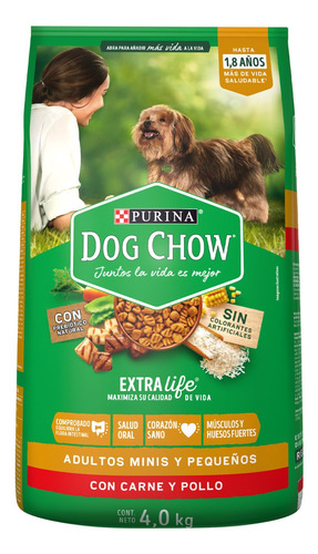 Alimento Dog Chow para perro adulto de raza pequeña sabor carne y pollo en bolsa de 4kg