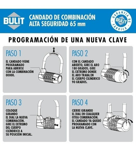 Imagen 7 de 10 de Cadena Bulit Máxima Seguridad 150cm + Candado Alta Seguridad