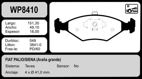 Pastillas De Freno Fiat Palio 96/18