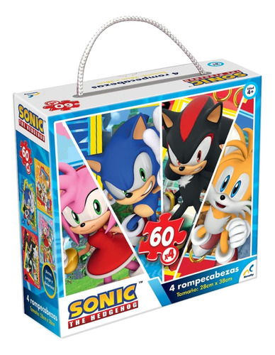 Rompecabezas 4 En 1 Sonic 60 Piezas Novelty