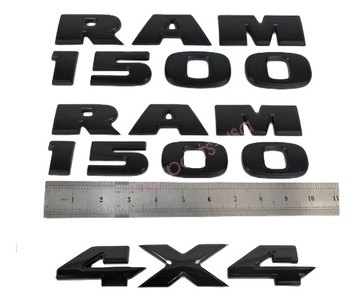 3 X Negro Oem Dodge Ram 1500 4 X 4 Emblema Insignia 3d Carta