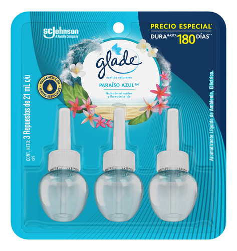 Aromatizante Electrico Glade Paraiso Azul 21 Ml