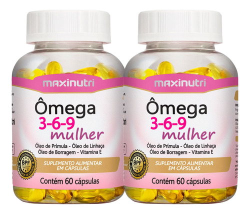 Kit C2 Ômega 3-6-9 Mulher Suplemento - Maxinutri Neutro