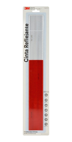 Cinta Reflejante 3m Rojo-blanco 6 Tiras (5.08cm X 45.72cm)