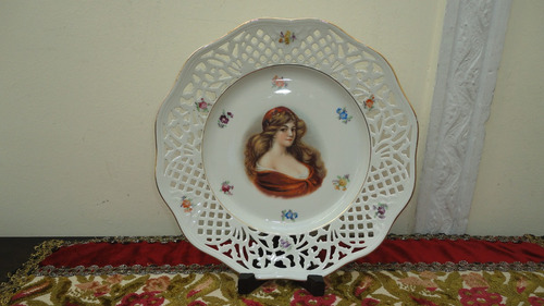 Plato Aleman Antiguo Porcelana Guarda Calada Divino Vealo