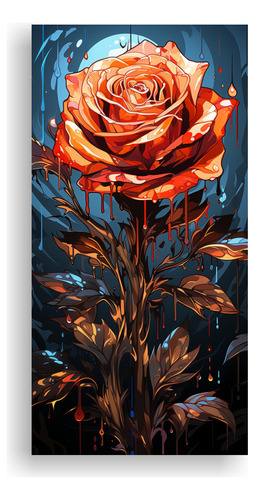 Arte Bastidor Madera Pinturas Rosas Pop Art 30x60cm Flores