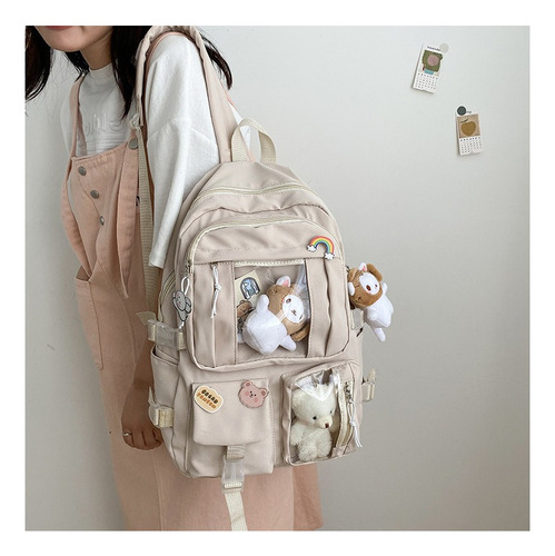 R Mochila Impermeable Kawaii Coreano 17 Pulgadas Mujer