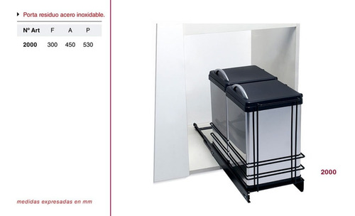 Tachos Porta Residuos Doble Extraíble Acero Inox 27lts Fark