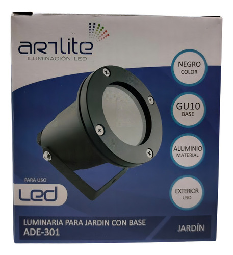 Luminaria P/ Jardín C/ Foco 7w B. Frio Gu10 Mca. Arlite