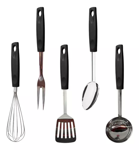 Set X5 Utensilios De Cocina Acero Inoxidable Y Plástico Pp