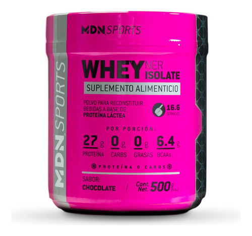 Proteína Aislada Whey Ner Isolate Estevia MDN Sports 500g Sabor Chocolate