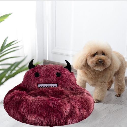 Cama Para Mascotas Con Calentamiento 70cm Vino Rojo