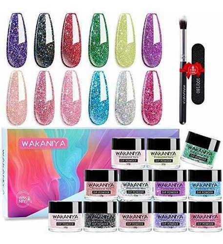 Dip Powder12 Colores Dip Nail Powders Glitter, Dipping ...