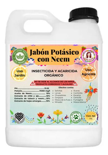 1 L De Jabón Potásico C/ Aceite De Neem Superinsecticida Eco