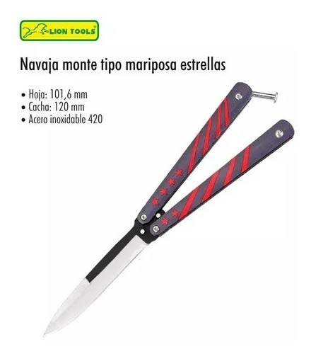 Navaja Monte Estrellas Tipo Mariposa Lion Tools 8593 Color Azul Acero