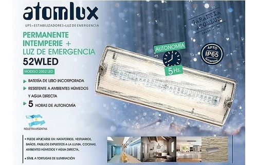 Imagen 2 de 4 de Luz Emergencia Permanente Intemperie Atomlux 2052 Led 5 H