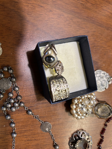 Antiguo Rosario Cristal Incompleto Y Joyas P Restaurar 925 (Usado)