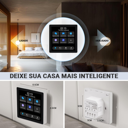 Painel Controle Casa Smart Interruptor Zigbee Tuya Touch 4