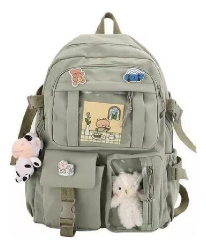 Mochila Kawaii Aesthetics Para Mujer, Diseño De Oso Y Muñeca