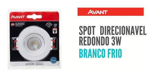 Imagem 2 de 5 de Spot Redondo Direcionavel 3w Avant Branco Frio