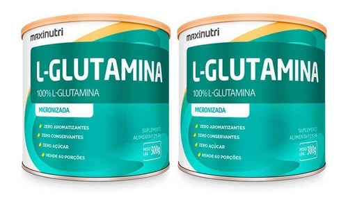 Kit 02 Aminoácido L-glutamina 300g 100% Pura Maxinutri Sabor Glutamina