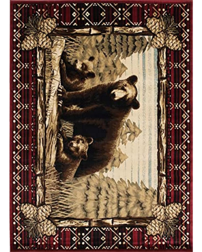 Alfombra Empire Rustic Lodge Grizzly Bear Cubs Area Rug, 39