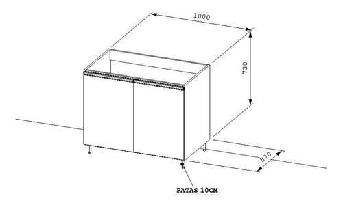 Imagen 3 de 5 de Bajo Mesada Melamina 18mm 100cm