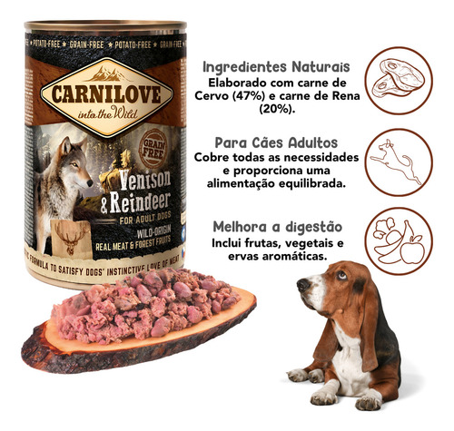Petisco Para Cães Sabor Rena E Veado 400g Carnilove Úmido