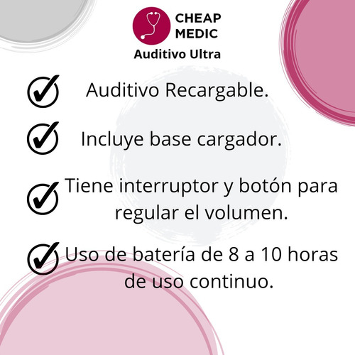 Aparato Auditivo Recargable Para Sordera Amplificador Sonido