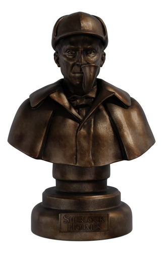 Estátua Busto Sherlock Homes Arthur Conan Doyle Estatueta Cor Cor Cobre Antigo