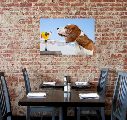 Cuadro 30x45cm Perro Drink Trago Bar Dog Resto Funny Barra