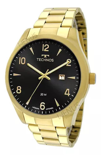 Relógio de pulso Technos Steel 2115MZL/1P com corpo dourado, analogica ...