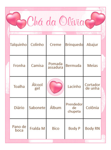 Bingo Chá De Bebê Fralda Festa Junina Personalizado Imprimir
