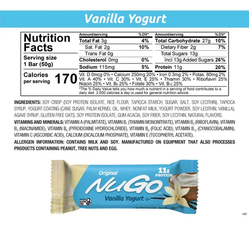 Nugo Variedad Original, Yogur De Vainilla 15 Barras Y Chocol