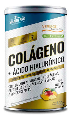 Shark Pró - Colágeno + Ácido Hialurônico 450g Sabor Frutas Amarelas