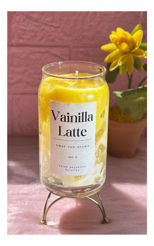 1 Vela Aromatica Vainilla Latte 360 Gramos Amarillo Vainilla Latte Vainilla