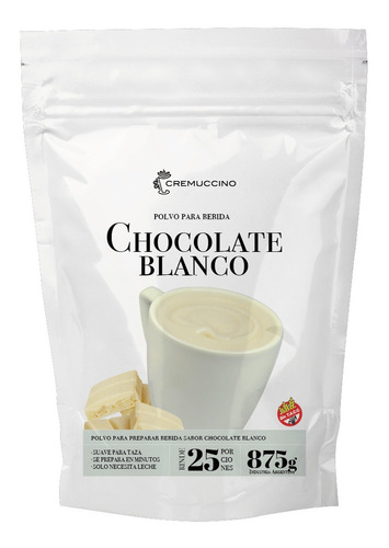 Imagen 1 de 2 de Chocolate Blanco Caliente Espeso Polvo 875gr Cremuccino Cafe