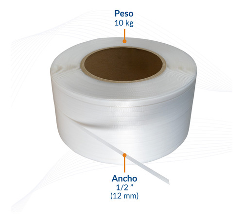 Fleje De Polipropileno Automático De 1/2 10kg Color Blanco