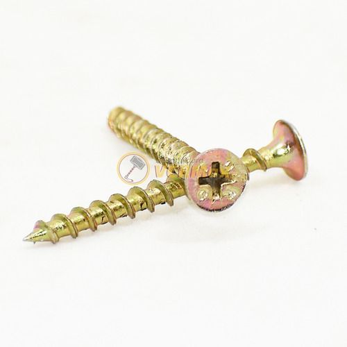 Imagen 4 de 10 de Tornillo Fix Turbo Aguja Zincado Oro 5x45 X 200 U Madera